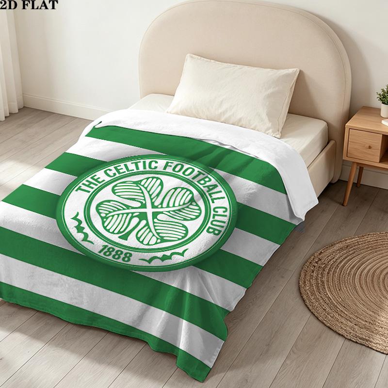 1PC Celtic Football Club Patterned Flannel Blanket Suitable For All Seasons For Home Decor Warmth And Comfort Gifts Holiday Present