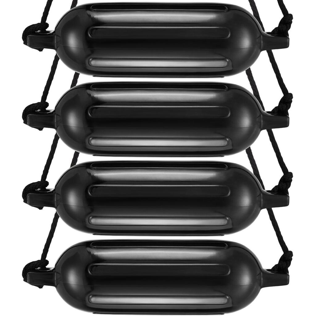 Bootsfender, 14 x 51 cm Bootsfender zum Anlegen, Aufblasbarer gerippter Fender mit Mittellöchern, Marine-Bootsliegeplatz-Fenderpuffer mit Luftpumpe, 4 Nadeln