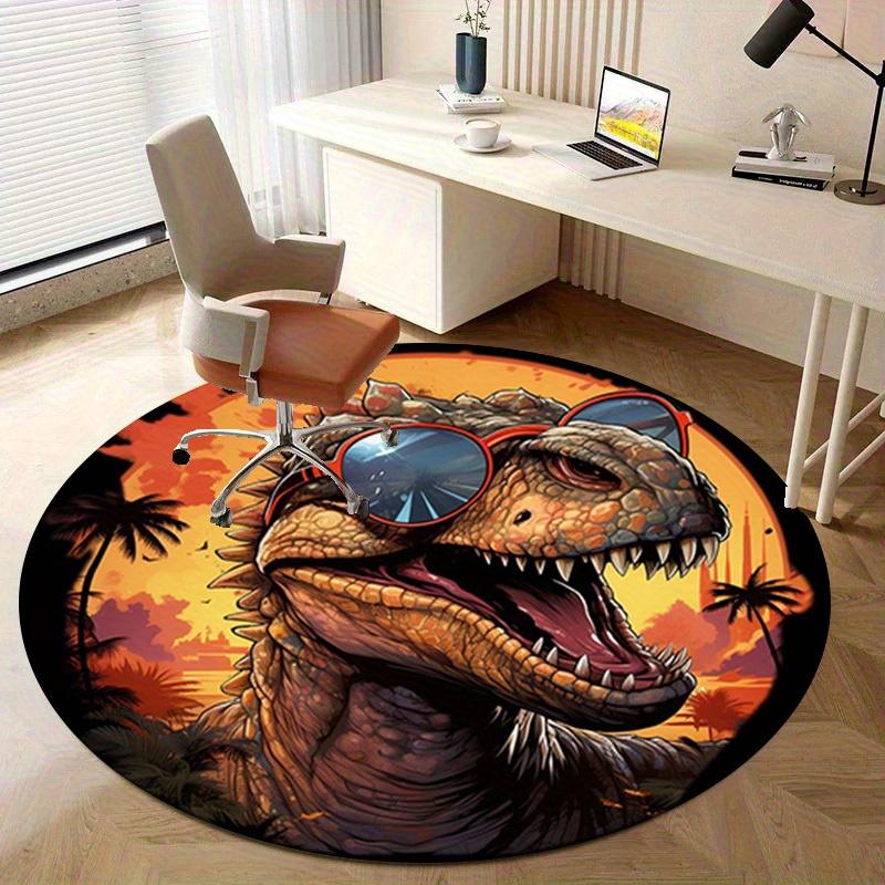 1pc Cool Dinosaur with Sunglasses Outdoor Round Carpet for Home Office Decor GiftRA1530