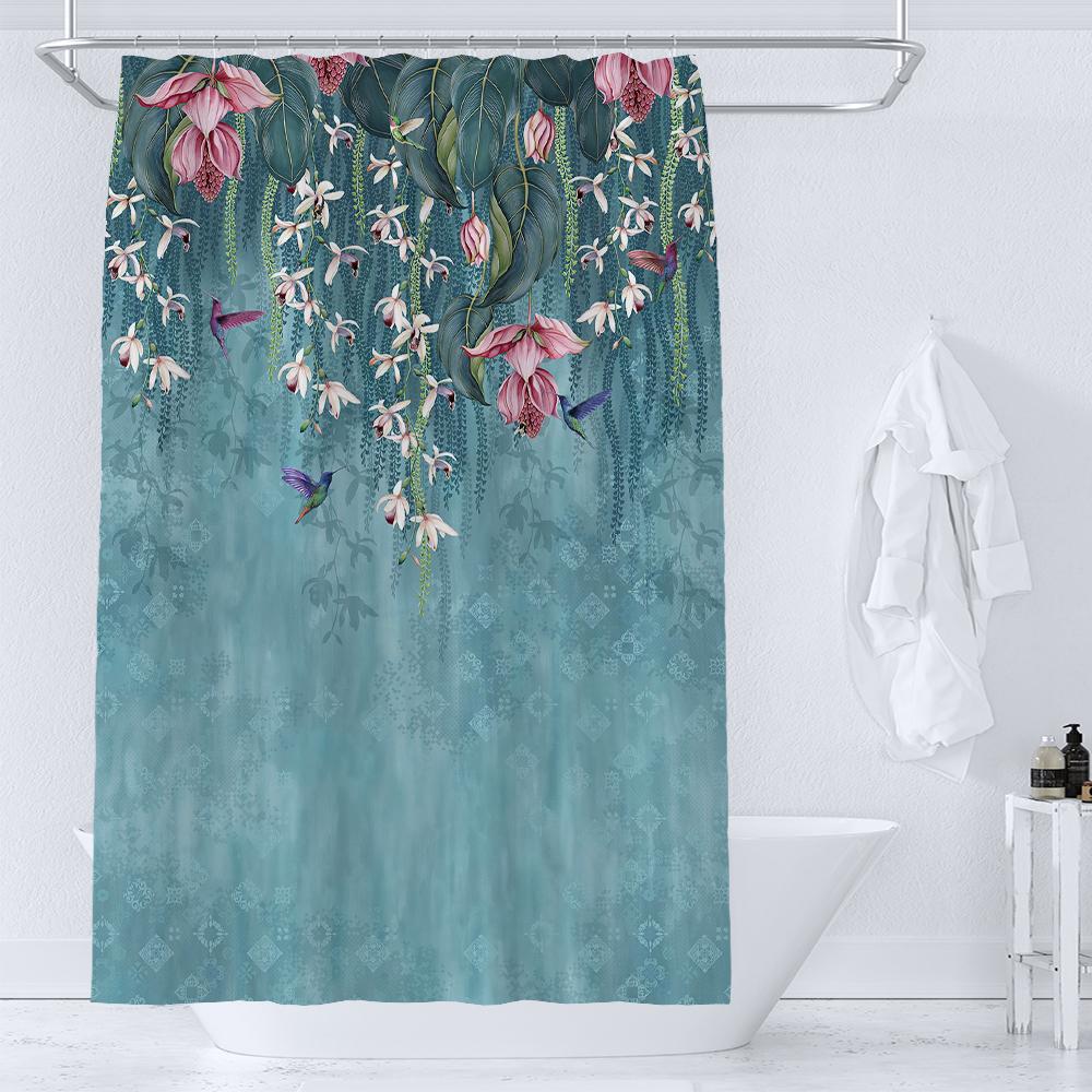 Chinese Style Flowers Birds Bath Curtains Waterproof Bathroom Curtain 3D Printed Fabric With Hooks Decoration Shower Curtain