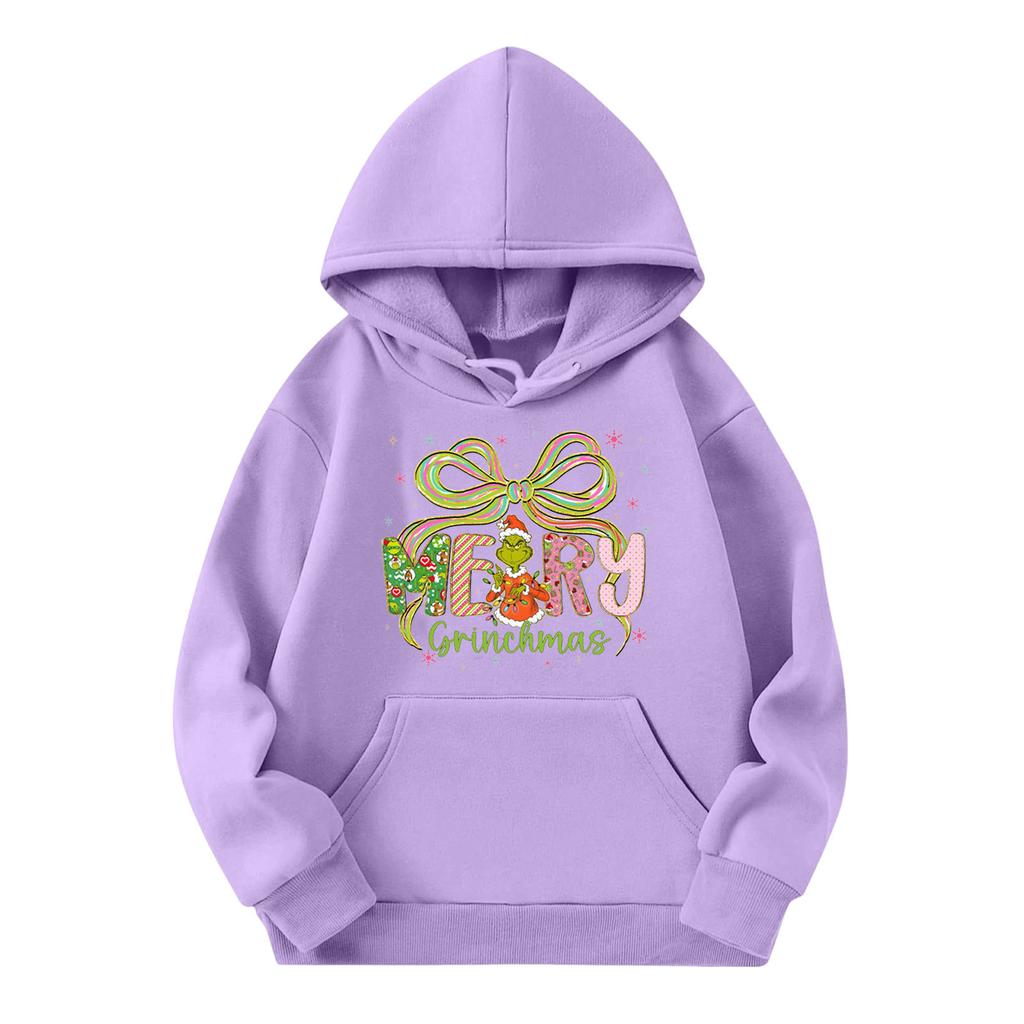 Child Fashion Lightweight Long Sleeve Pullover With Pockets  Print Hoodie