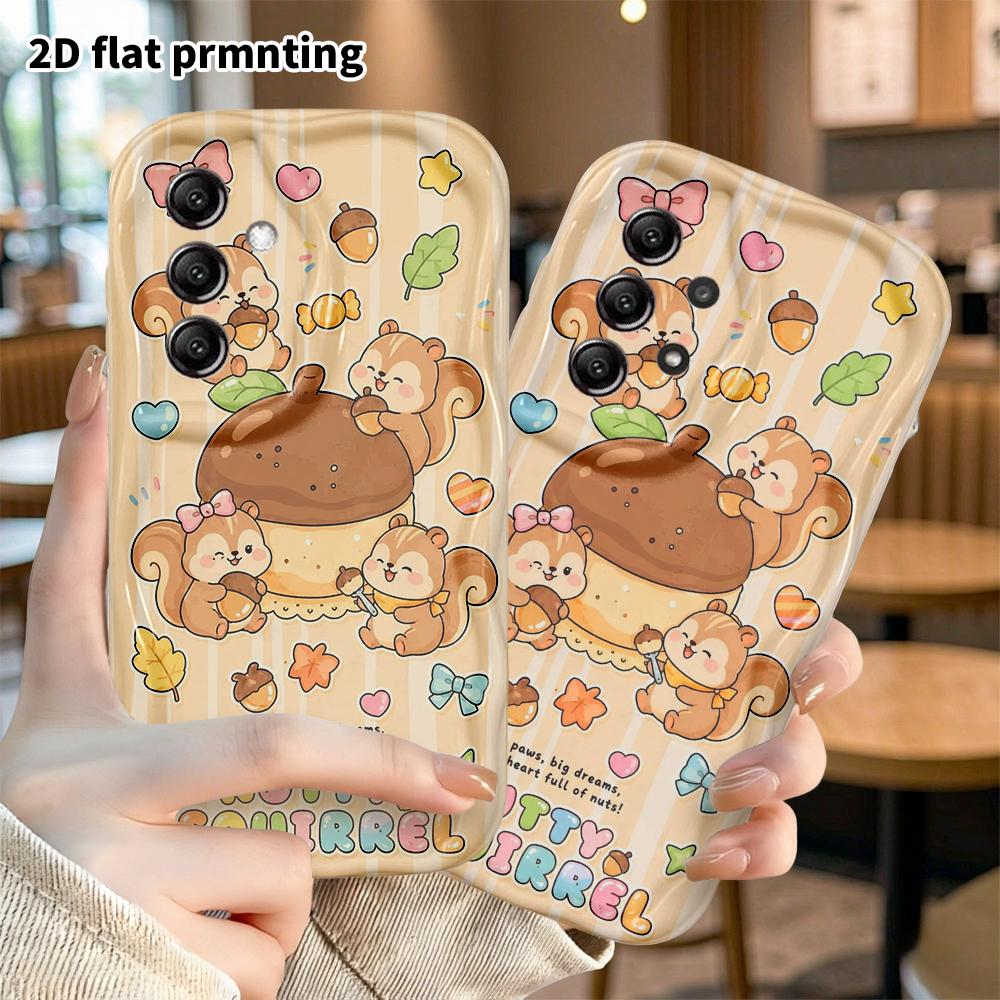 Phone Case: 2D flat Samsung Galaxy A34 A35 M05 M06 S20 S22 S21 FE Plus 5G protective case, Nutty Squirrel, perfect Christmas and Halloween holiday gif
