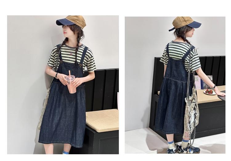 Girls' Summer Dress 2026 New Style Children's Stylish Medium and Large Girls' Summer Dress Cowboy Strap Skirt Two Piece Set