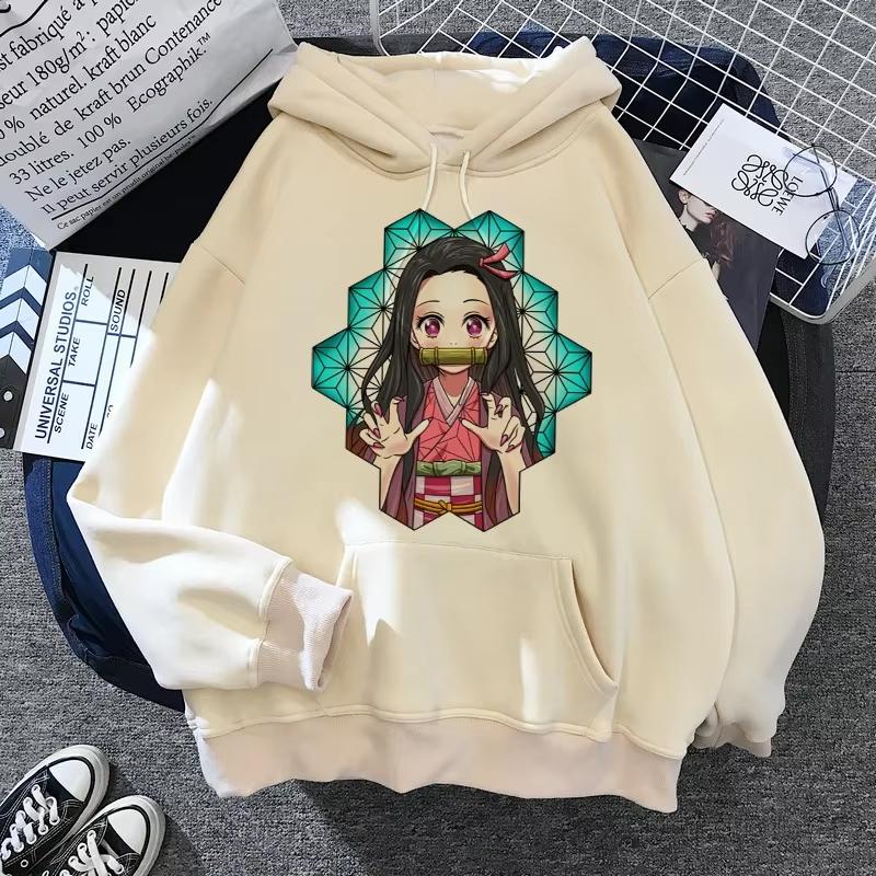 Hot Anime Hoodies Unisex Kamado Tanjirou Kama Anime Y2k Casual Hooded Sweatshirt Harajuku Cartoon Manga Khaki Pullovers Tops