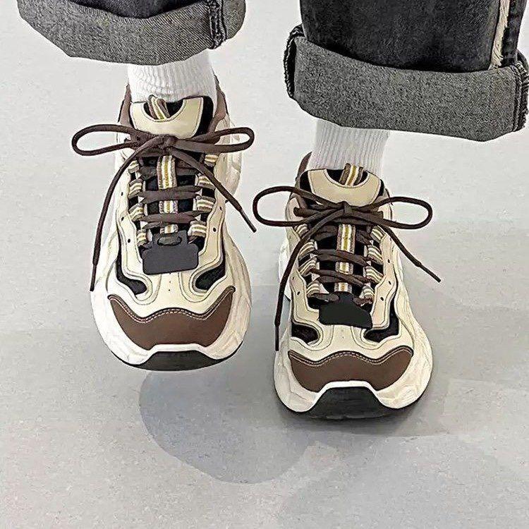 Spring and winter new velvet cold-proof dad shoes student running casual thick-soled heightening sports shoes