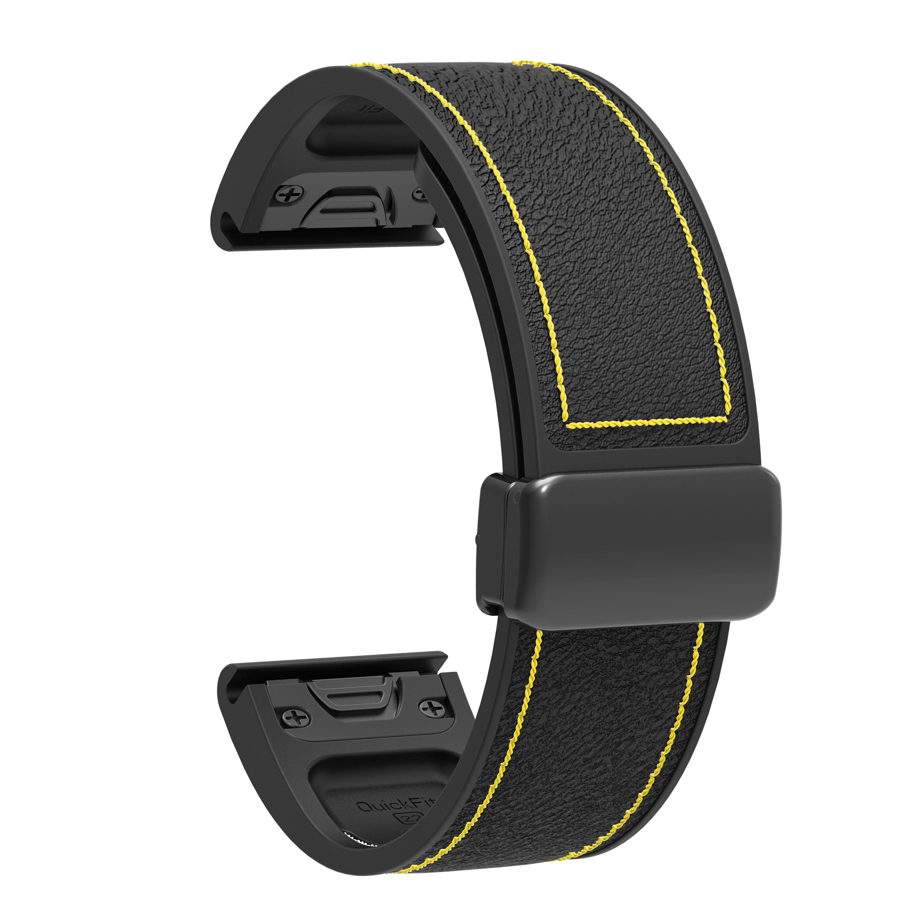 

Силиконовый ремешок для часов Garmin Fenix 8 47mm/7/6 с магнитной застежкой и текстурой кожи E