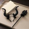 Lightweight Halloween Costume Headband Devil Horn Headband, Black Demon Hand Gothic Hair Accessories for Parties Stick Photo Shoot, Cosplay,