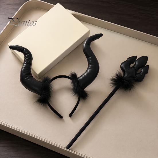 Lightweight Halloween Costume Headband Devil Horn Headband, Black Demon Hand Gothic Hair Accessories for Parties Stick Photo Shoot, Cosplay,