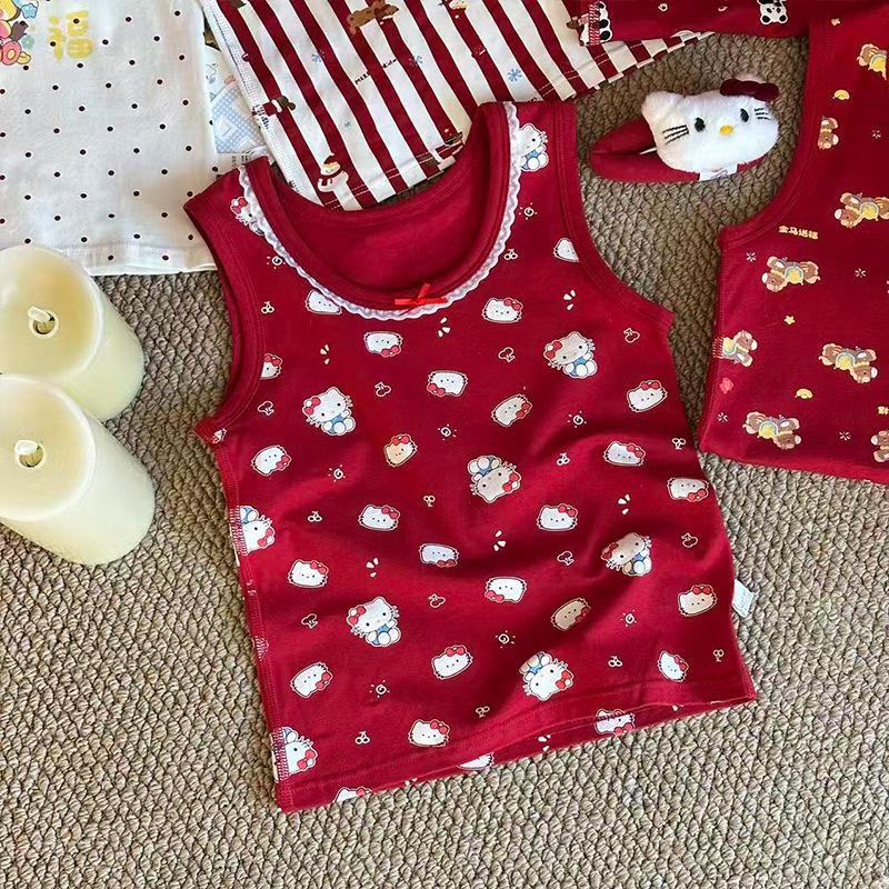 An Meiya Red Vest - Children's Chinese New Year Cotton Homewear