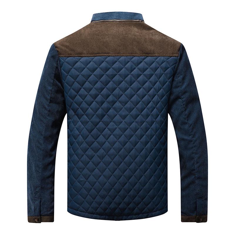 Men Autumn Plus Size Casual Jacket Youth Casual Color-Block Straight-Hem Jacket