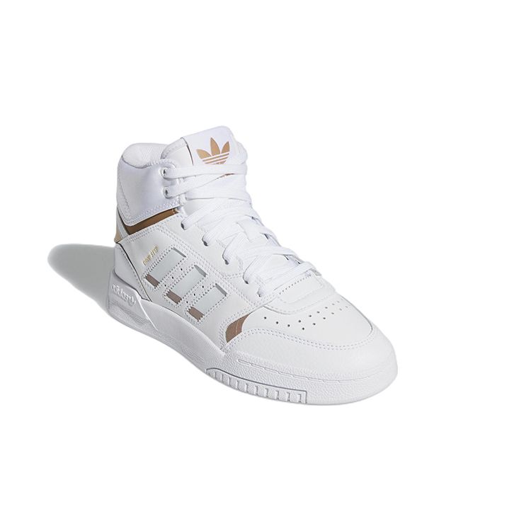 Adidas Originals Drop Step Leather Comfortable Durable High-Top Skate Shoes Kids Sneakers White EF7155