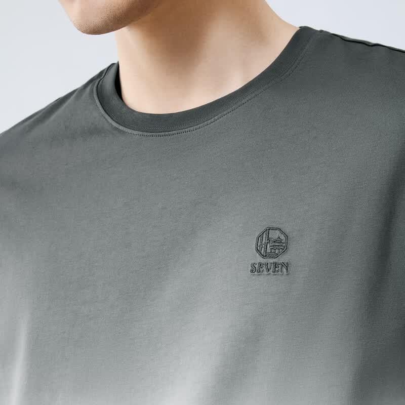 Septwolves Men's Chinese Style Gradient Short Sleeve T-Shirt