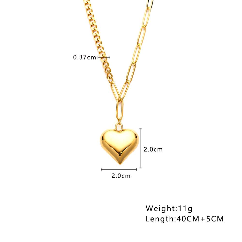 Colorful Zirconia Heart Pendant Titanium Collarbone Necklace for Women