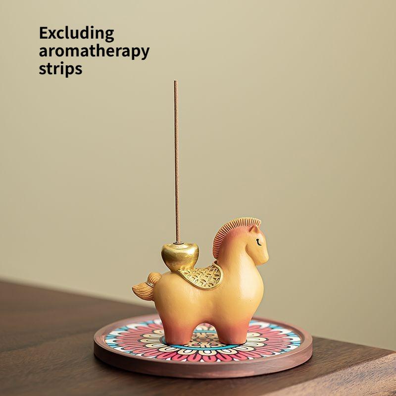 1pc Horse Lucky Incense Burner, Chinese Incense Burner, Home Indoor Tea Table, Desktop Decoration Gift