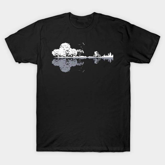 Men Black Print T-shirt Mountain Biking Guitar Tree No-Cut Transfer Paper Print Cotton Tshirt 2XL чёрный