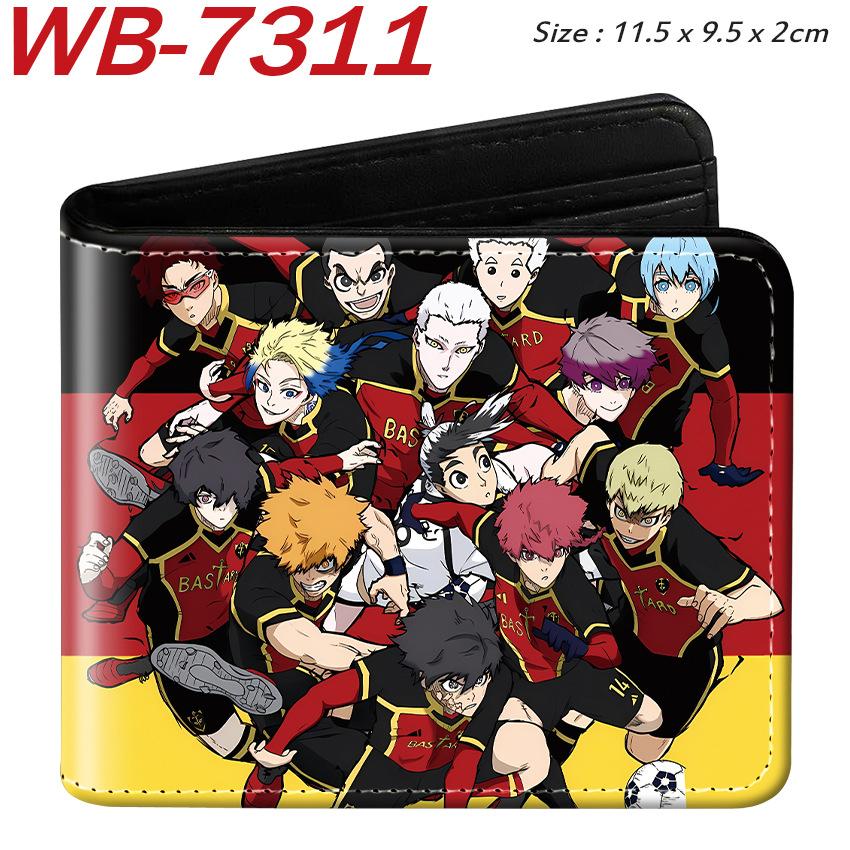Blue Lock Anime Wallet Colorful Print Bi-fold PU Leather Purse Cartoon Card Holder for Students