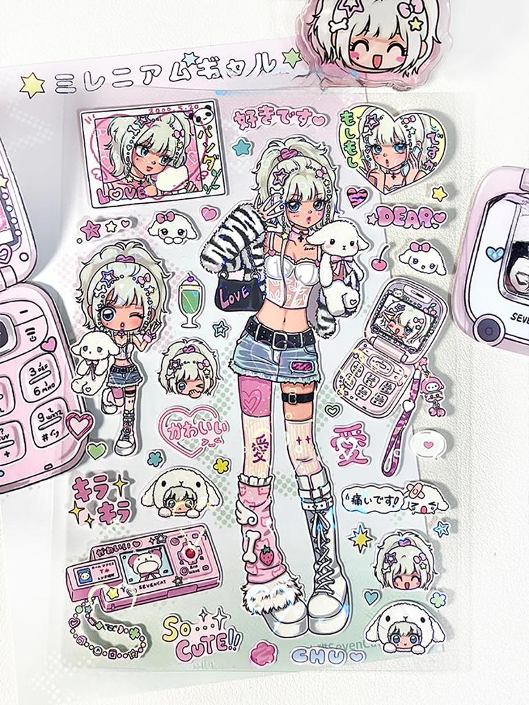 Y2K Vintage Millennial Hot Girls Handsome Guy Cartoon Anime Stickers for Craft Supplies Scrapbooking Material Aesthetic