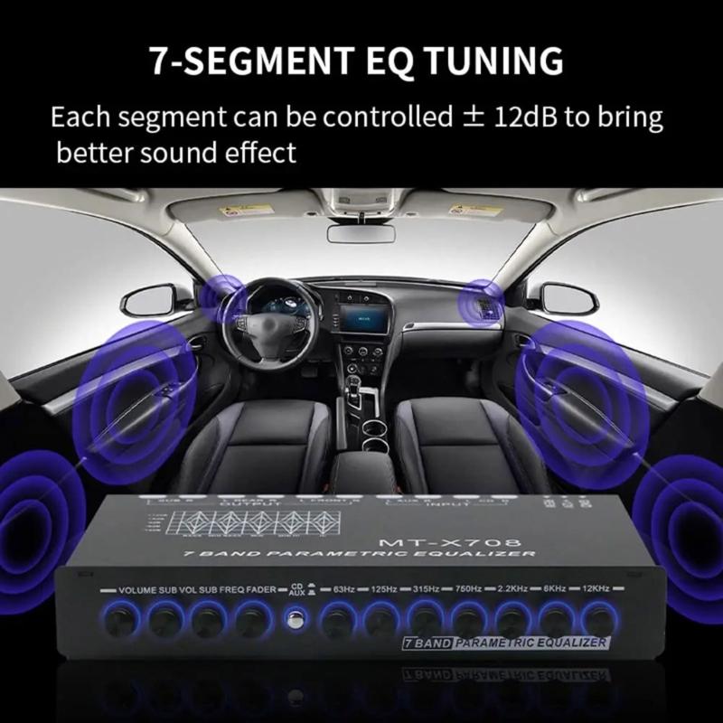High Performances 7 Band Car Equalizer with Parametric Control and Subwoofer Output for Superior Stereo Sound Experience