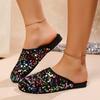Women's Sandals Summer New 2025 Trend Hot Sale Mule Slippers Casual Flat Shoes Comfortable Non-slip Sequined Beach Flip Flops