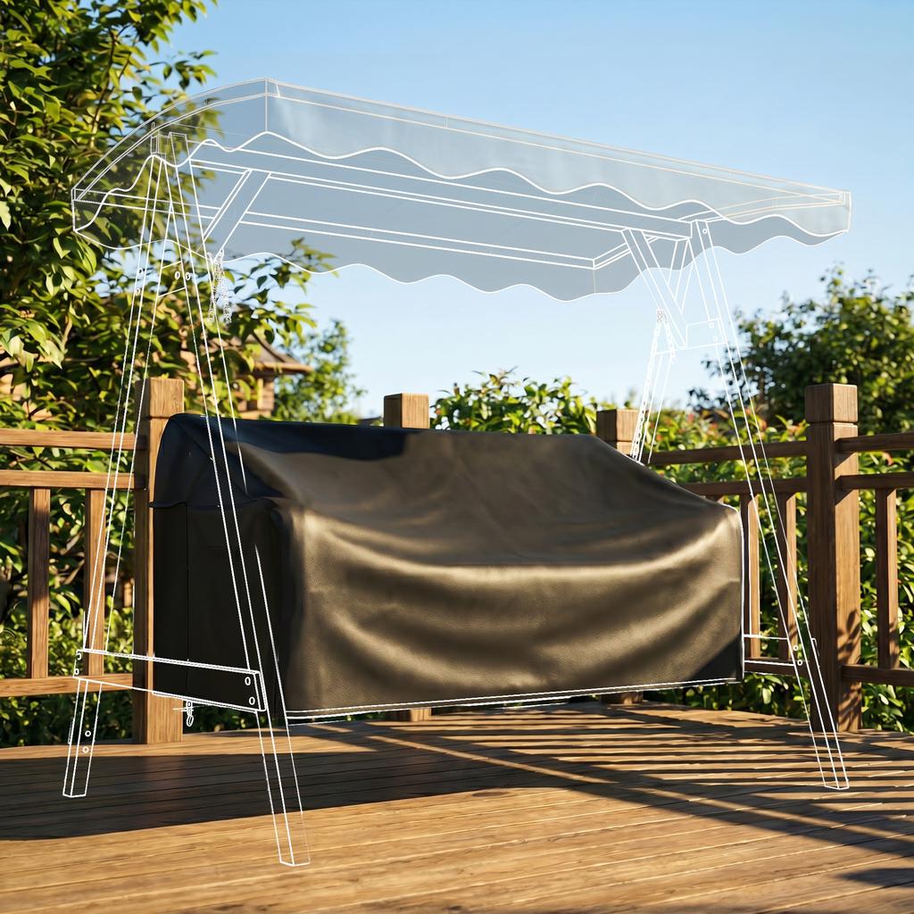 3-Seater Garden Swing Cover, Waterproof Protective Cover, Windproof and UV-Resistant, 420D Oxford Fabric