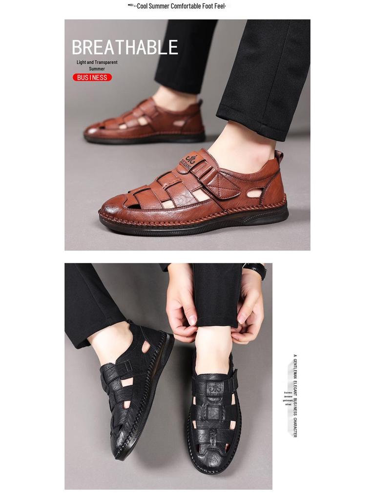 Męskie sandały z odkrytymi palcami, rozmiar duży 47-48, z grubą podeszwą z gumy ścięgnowej na lato.