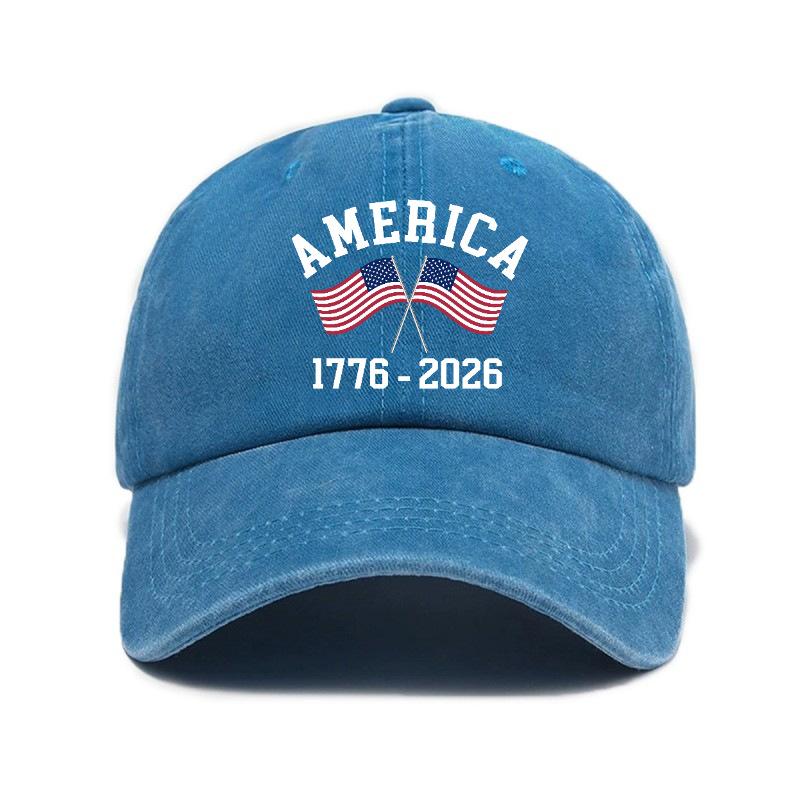 Washed And Distressed Printed Baseball Cap for Adults pc Versatile Trendy American Th Anniversary Printed Washed And D