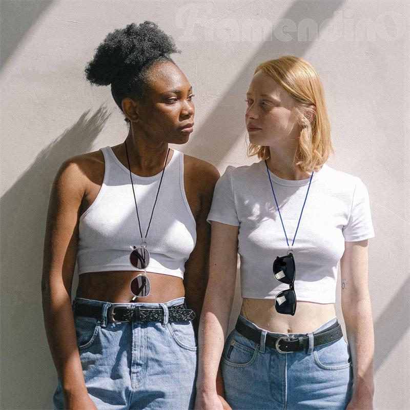 Eyeglass Holder Necklace Ring Women Glasses Holder Strap Chain Eye Glass Holder Stainless Steel Eyeglass Loop Hanging Neck Clip