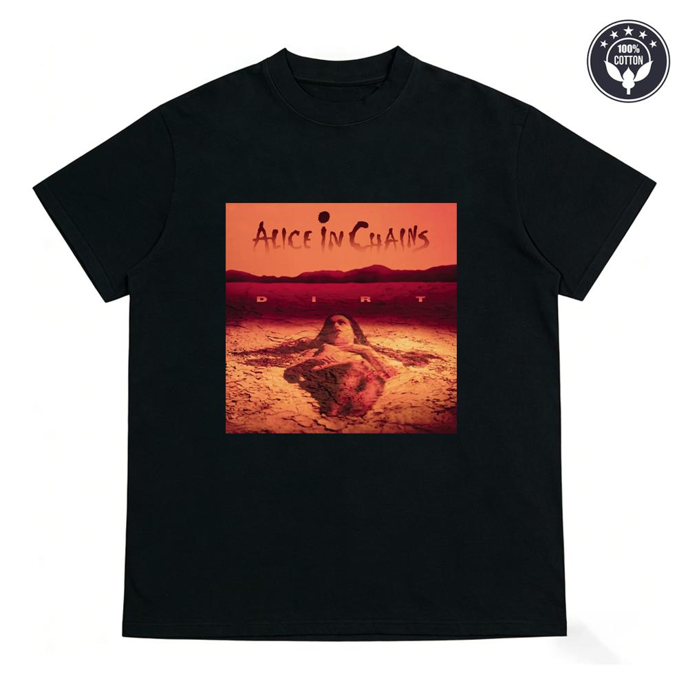 

90s Retro Classic Rock Alice in Chains Black Dirt Album T-Shirt Men Women 100% Cotton Short Sleeve Summer Vintage Casual Tops S