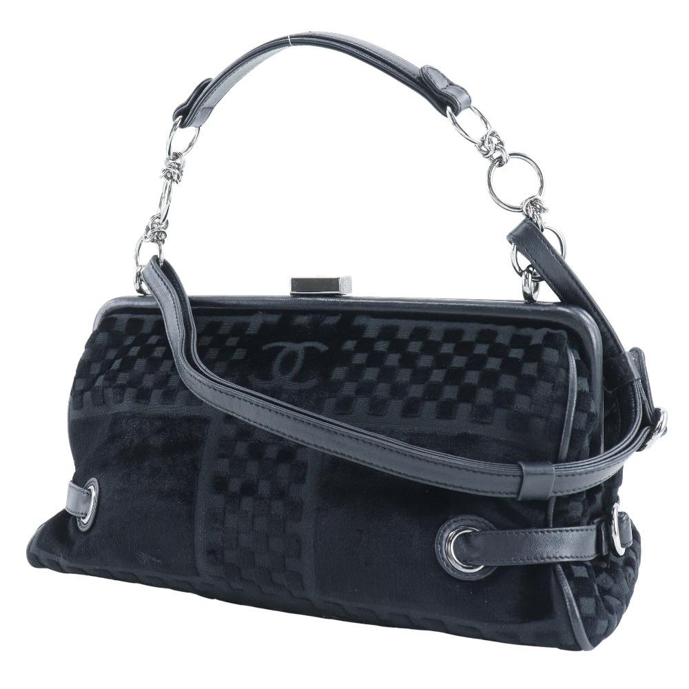 Chanel ChainShoulder Shoulder Bag A33096 COCO Mark Gamaguchi 2WAY Black Velor Women Used
