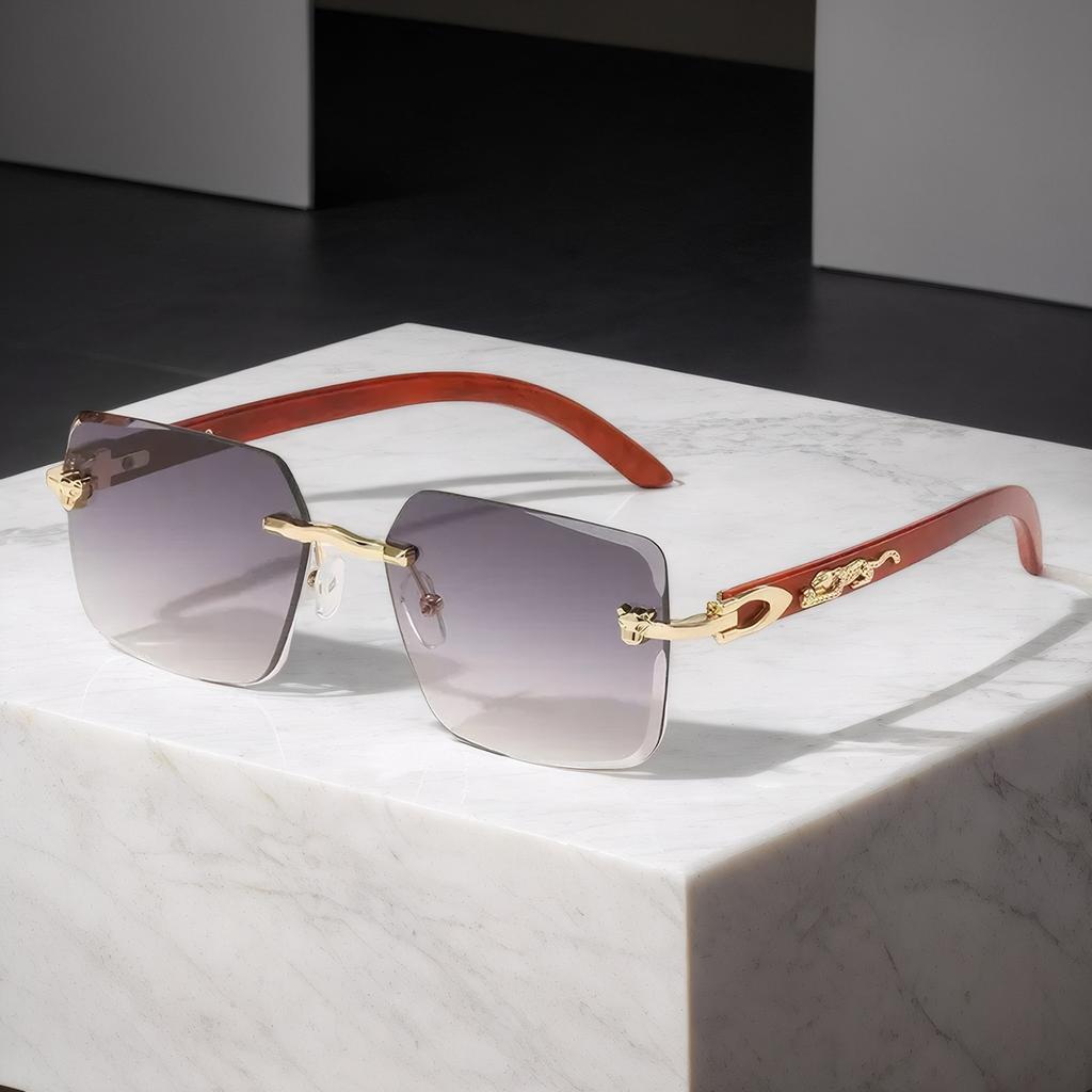 New Leopard Head Sunglasses Frameless Trend Street Sunglasses Joker Box Women Sunglasses