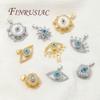 Accessoires de Collier DIY Plaqué Or Véritable 18K Pendentifs Œil Maléfique en Zircon Bleu Breloques Pour Fournitures de Fabrication de Bijoux Pendentif Fleurs