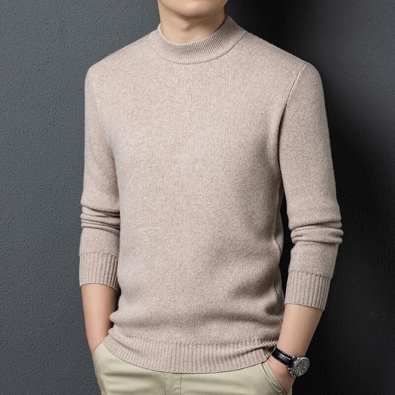 Fengxun Men's Premium Merino Wool Blend Half-High Collar Sweater