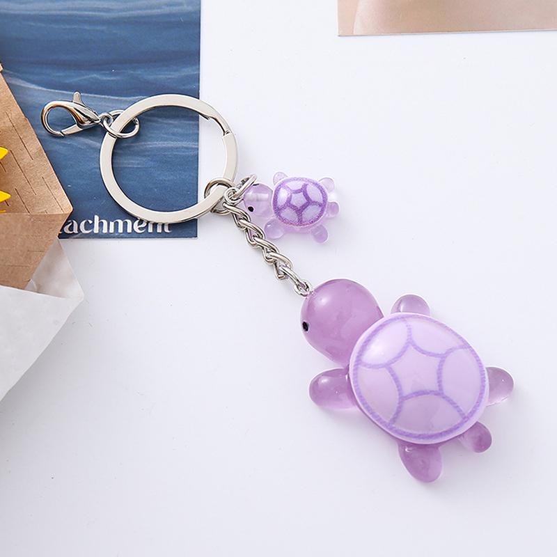 Cartoon 3D Luminous Turtle Keychain Pendant Cute Animals Charms Key Ring Exquisite Backpack Decoration Accessories Gifts