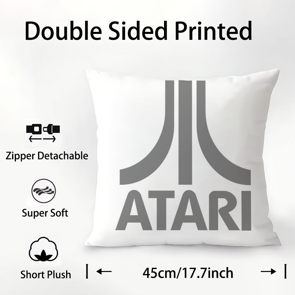 A-AtariS Game Logo Pillow Case Plush Fabric Soft Double Sided Print Sofa Cushion Cover Throw Pillow Covers