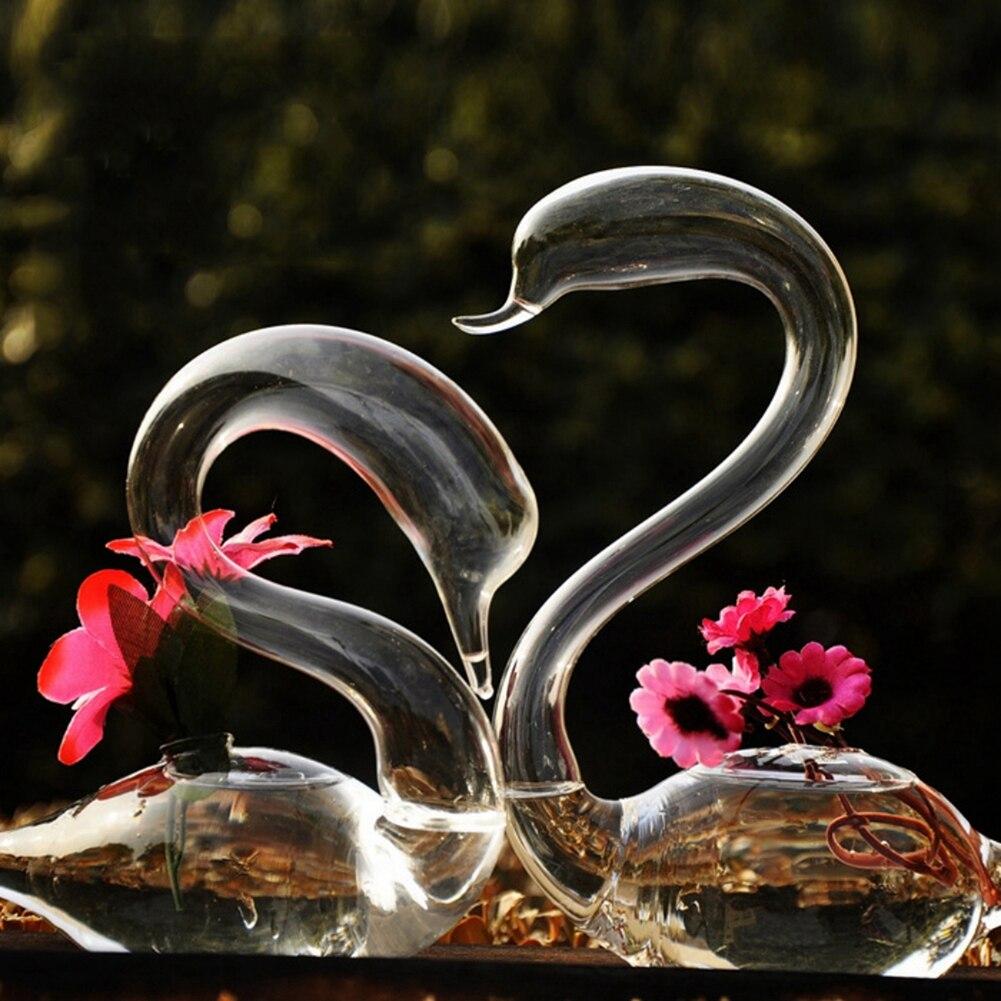 Glass Material Swan Vase Home Decoration Suitable for Valentine's Day Exquisite Appearance Lucky Pure Grace Pastoral Style