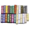 1.3 Inch Wide Jacquard Woven Fabric Ribbon White Black Gold Fringe Trim Ethnic Boho Floral Fabric Trim Flat Gold