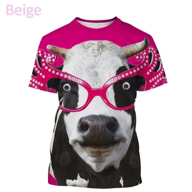 T-shirt Animale Mucca Stampa 3D Per Uomo Donna Divertente Retro Pattern T-Shirts Estive Larghe Streetwear Top Girocollo Magliette Maniche Corte