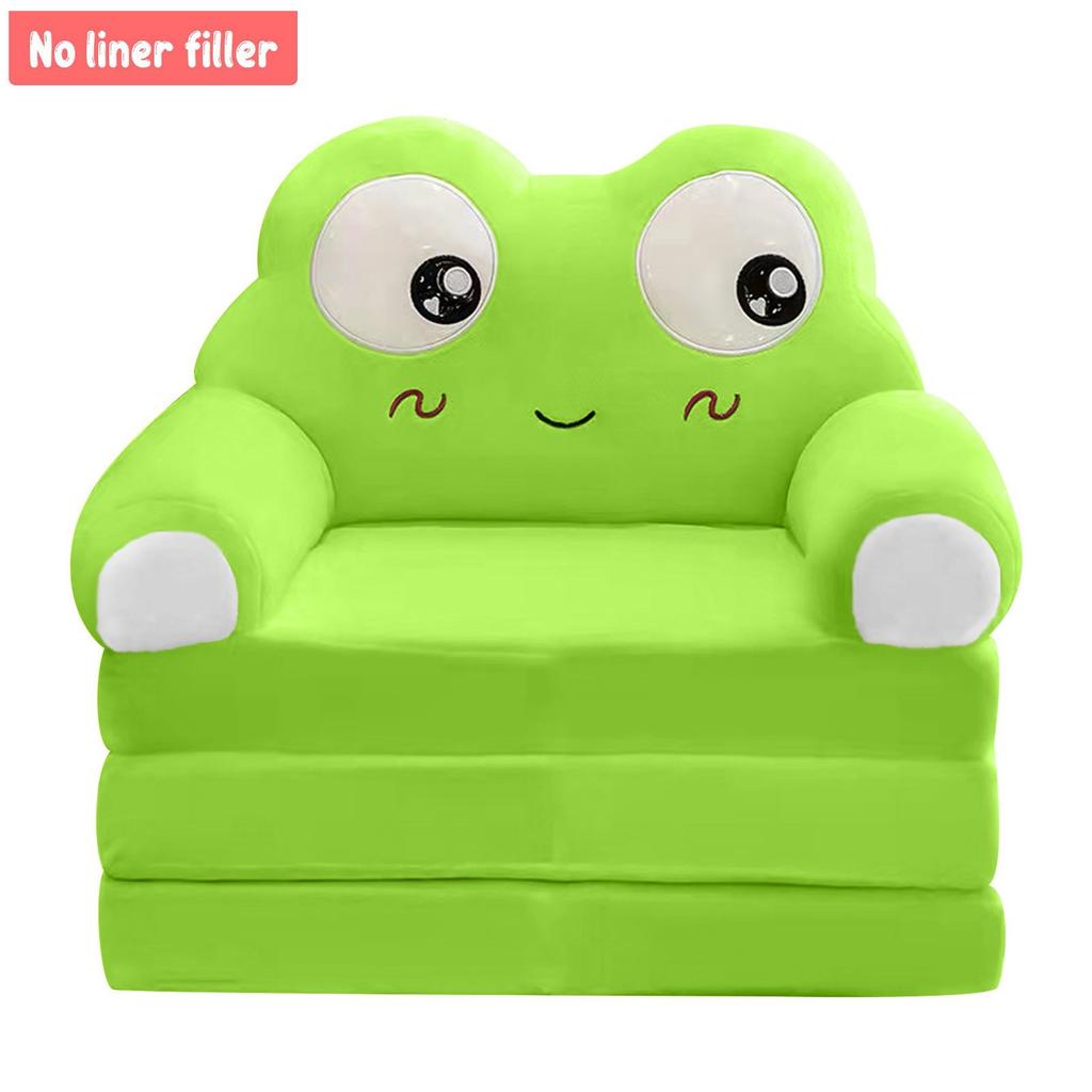 Plüsch faltbare Kindersofabezug 2 in 1 faltbares Kindersofa niedlicher Cartoon fauler Sofakissenbezug ohne Liner-Füller