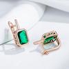 Shiny Green Natural Zircon Drop Earrings For Women Fashion  Rose Gold Color High Quality Daily Fine Vintage Jewelry