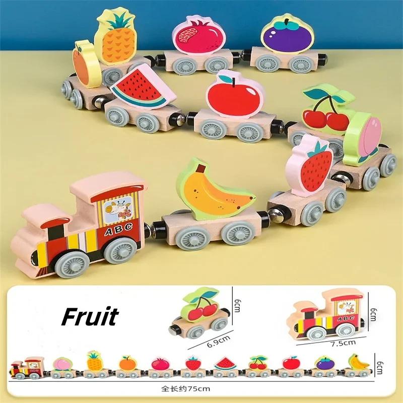 Kids Magnetic Wooden Train Learning Numbers Color Train Set Puzzle Toys for Boys Girls Birthday Xmas Gift