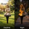 Outdoor Solar Powered Decor Prayer Statue Garden Stake Light, Waterproof Resin Human Figure Sculpture for Patio Decorative Lawn Ornaments Pathway
