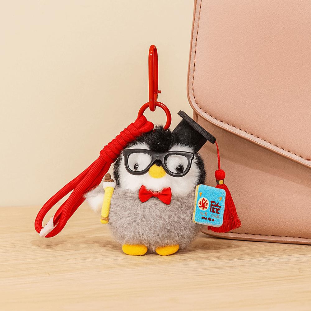 PP Cotton Mini Penguin Plushie Doll Fluffy Penguin Stuffed Toy Keychain  Car Key Accessories
