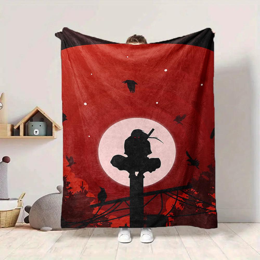 1pc NARUTO Moonlight Raven Flannel Throw Blanket HD Printed Lightweight Soft Warm All Season Blanket for Sofa, Bed, Travel, Camping Machine Washable