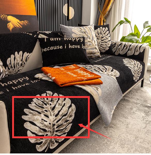 

Подушка для дивана из шенилла с жаккардовым узором в форме листа, Г-образное полотенце для дивана, универсальный нескользящий чехол для дивана на все сезоны 70x70cm 1pcs