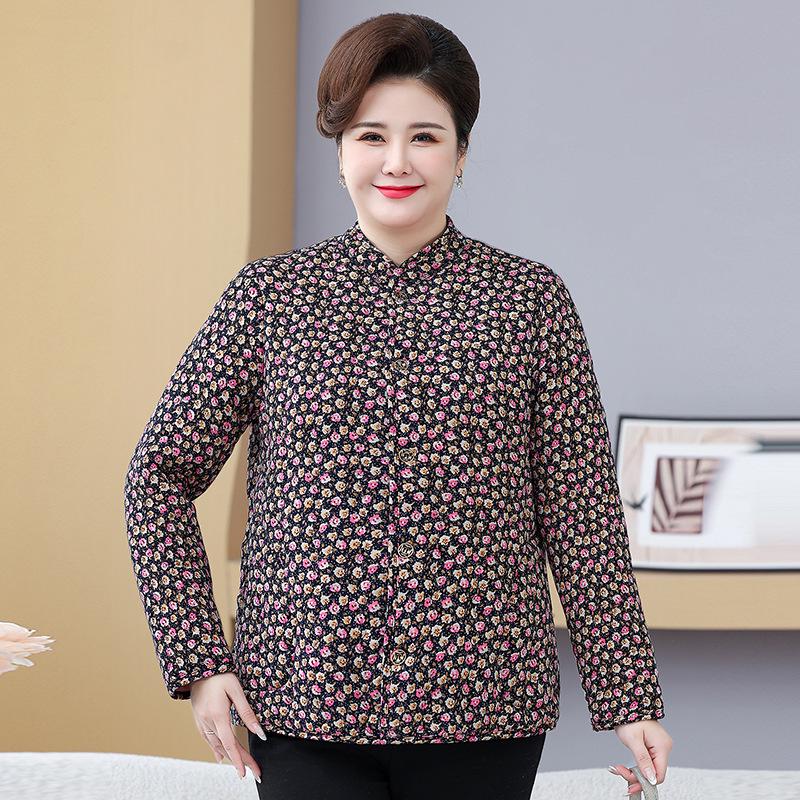 Plus Size 200 Jin Women's Cotton Jacket for Indoors/Outdoors - Fleece-Lined Back Protection for Middle-Aged & Elderly