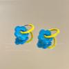 Dopamine contrasting color glazed flower ear buckle simple sweet small fresh earrings fashionable niche versatile earrings