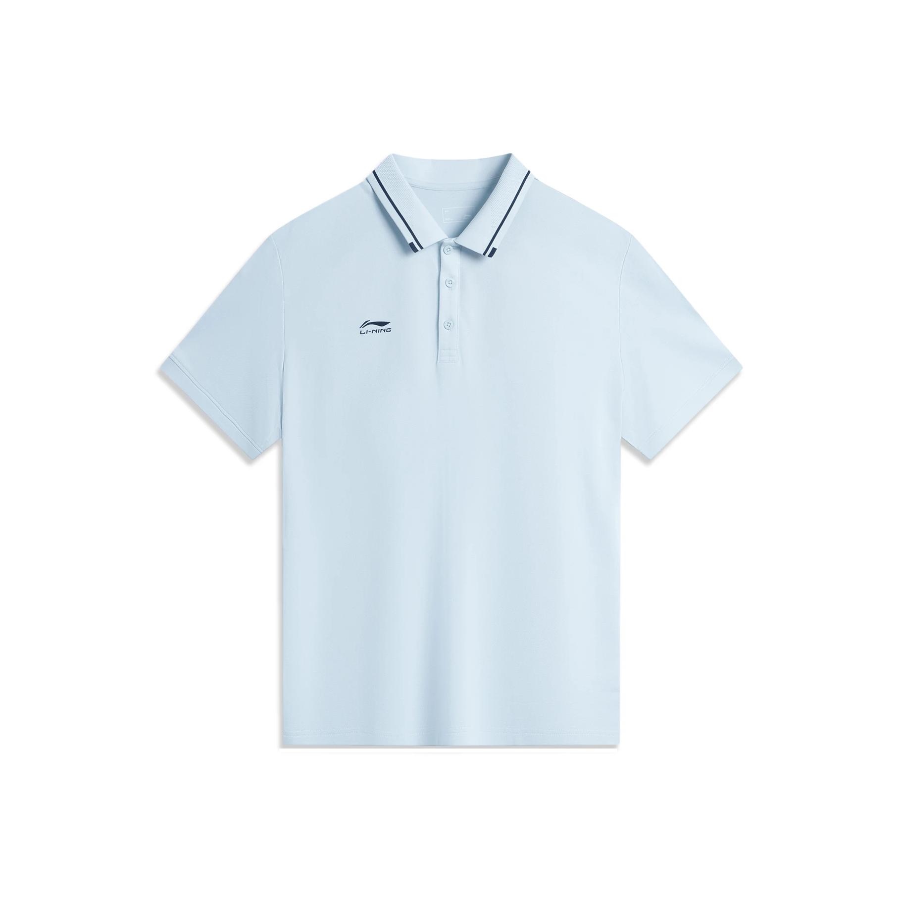 

Li-Ning Удобная универсальная поло-рубашка с коротким рукавом в полоску с надписью для мужчин APLV063-3 S