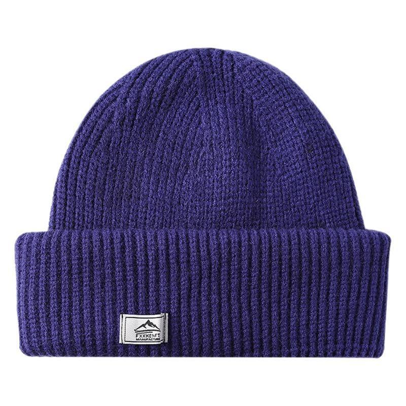 Autumn and winter warm knitted hat men's windproof and cold-proof pullover hat fleece cold hat wool hat pure cotton hat