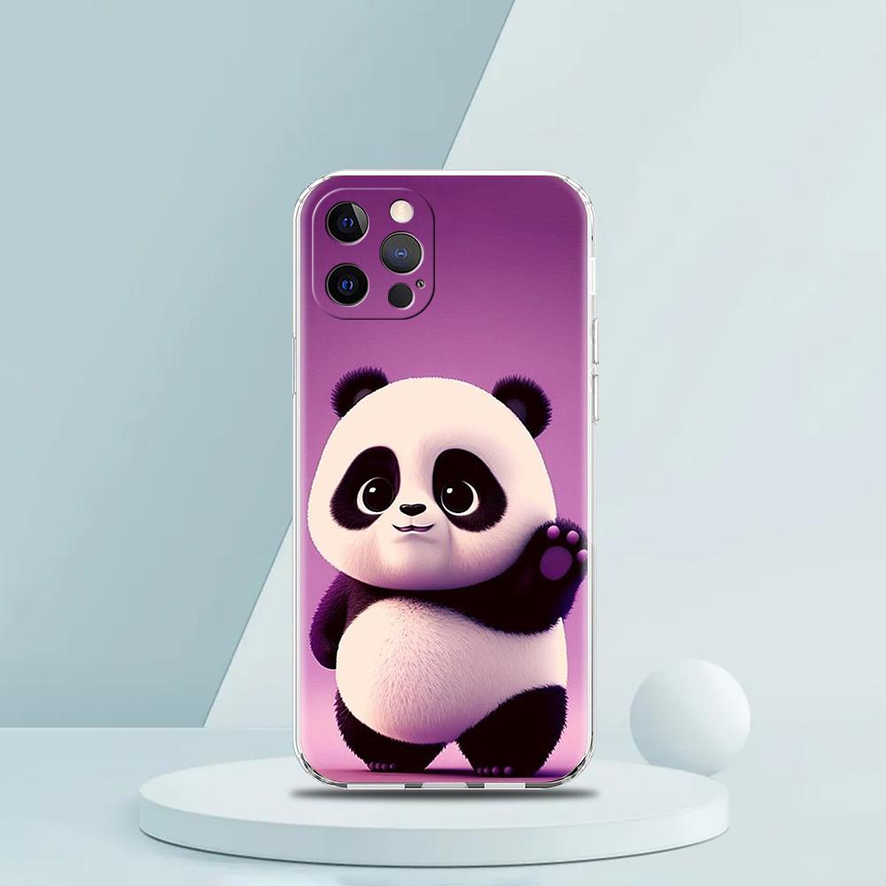 Süße Tier Panda Handyhülle für iPhone 16 15 14 13 12 Pro Max Transparent Weich für iPhone 11 Pro Max 7 8 Plus XS XR Hülle
