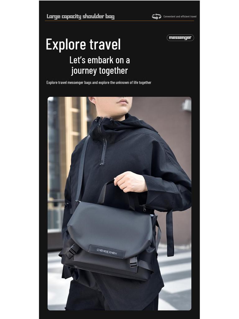 Men's Ins Trend Functional Messenger Bag - Workwear Motorcycle Backpack & Crossbody Shoulder Bag